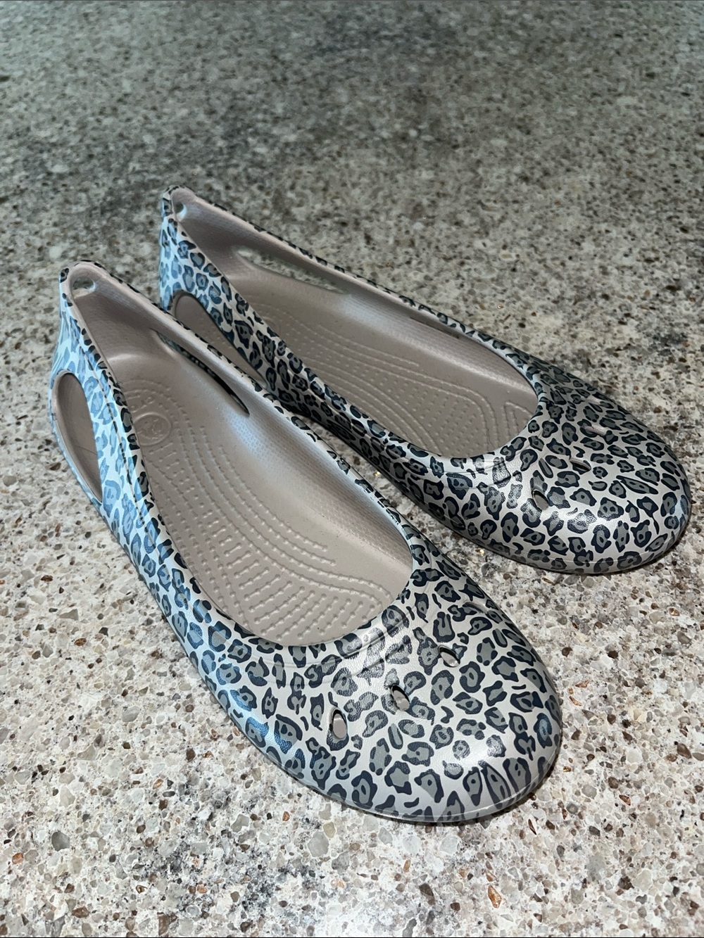 CROCS Kadee Animal Print Ballet Flats-Gray Leopard